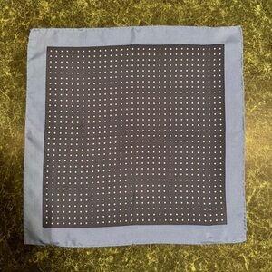 NEW Men’s Hand Rolled Pocket Square Handkerchief 100% Silk 14x14 Blue Polka Dot